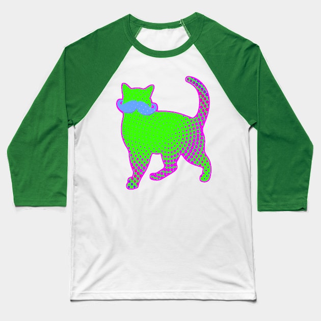 Colorful Trendy Cat Baseball T-Shirt by AlondraHanley